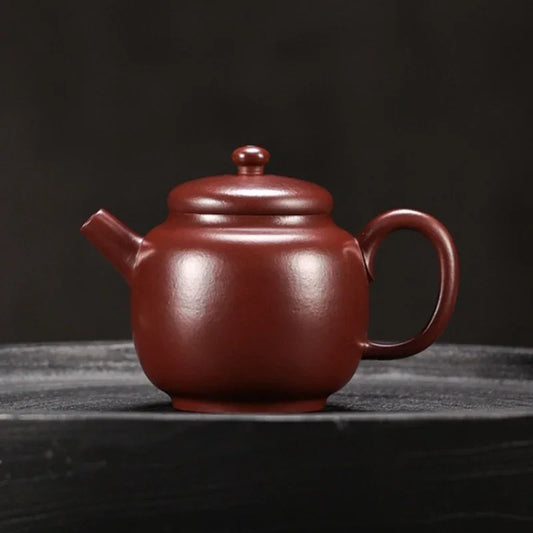 全手工宜兴紫砂茶壶【小品巨轮壶】(紫朱泥 - 130ml)