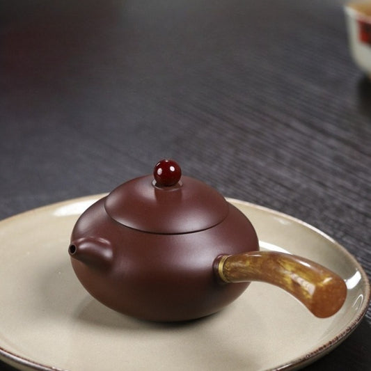 宜兴紫砂茶壶【唐羽文旦】(紫朱泥/大红袍 - 200ml)