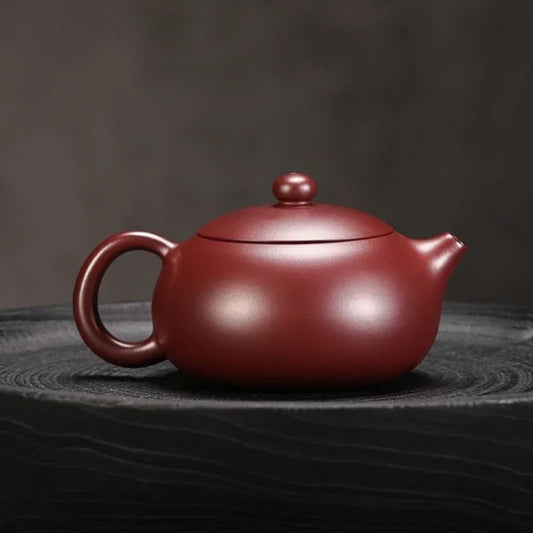 全手工宜兴紫砂茶壶【扁西施壶】(龙血砂 - 200ml)