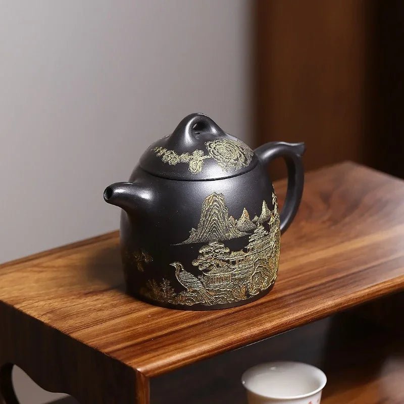 宜興茶壺 宜兴紫砂茶壶【秦权】（石黄- 420ml）