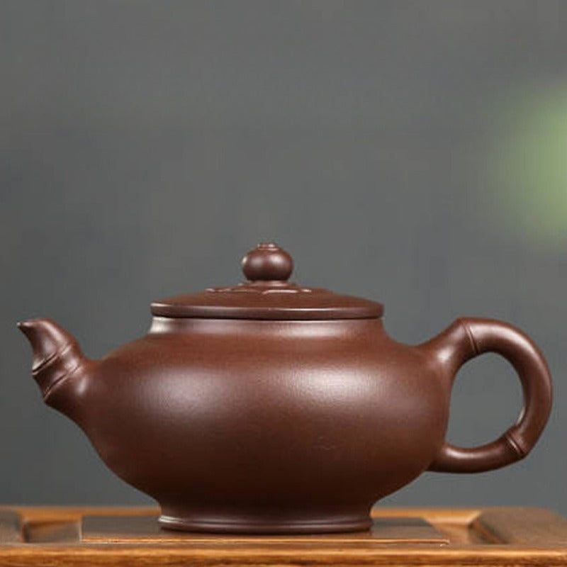全手工宜兴紫砂茶壶[雅竹壶] (紫泥- 300ml)