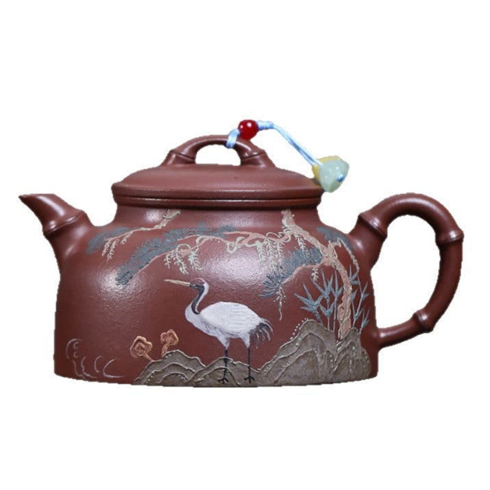 宜兴紫砂茶壶【仙鹤延年】(紫泥 - 230ml)