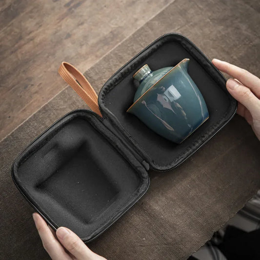 Ceramic 1 Pot 3 Cups Travel Tea Set - YIQIN TEA HOUSE | yiqinteahouse.com | teaware, travel tea set