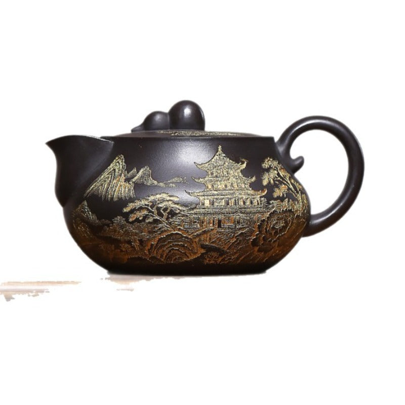 宜兴紫砂茶壶【福禄】(石黄 - 320ml)