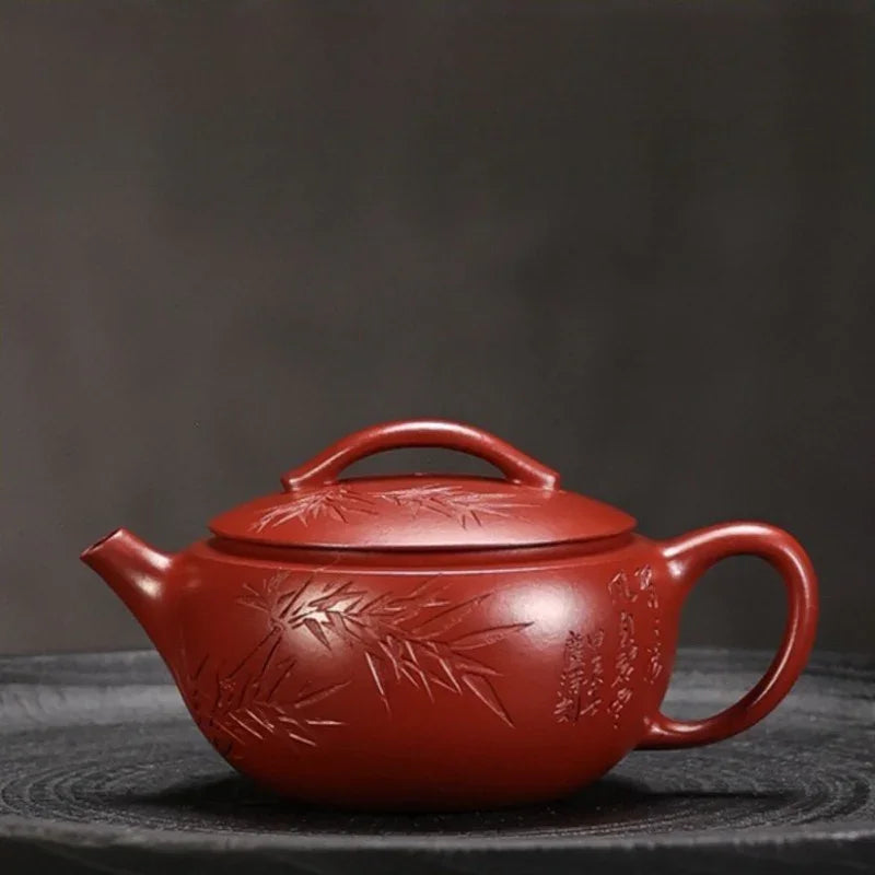 玉竹茶壺 全手工宜兴紫砂茶壶[竹汉瓦壶] (大红袍- 160ml)