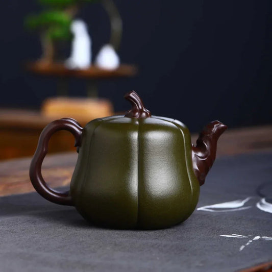 full-handmade-yixing-zisha-teapot-bi-color-pumpkin-pot-lu-nizi-ni-350ml-yiqin-tea-house-yiqinteahouse-com-2 - YIQIN TEA HOUSE 一沁茶舍 yiqinteahouse.com