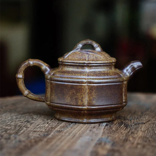 full-handmade-yixing-zisha-teapot-liufang-zhu-gu-pot-qing-duan-ni-firewood-fired-200ml-yiqin-tea-house-yiqinteahouse-com-2 - YIQIN TEA HOUSE 一沁茶舍 yiqinteahouse.com