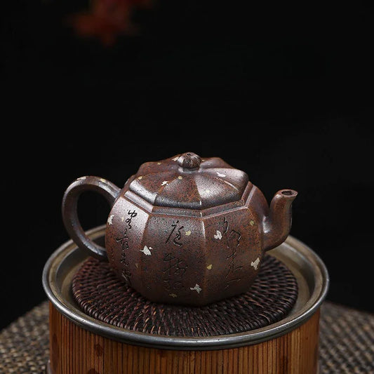 full-handmade-yixing-zisha-teapot-octagon-pear-firewood-fired-duan-ni-250ml-yiqin-tea-house-yiqinteahouse-com-2 - YIQIN TEA HOUSE 一沁茶舍 yiqinteahouse.com