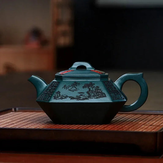 full-handmade-yixing-zisha-teapot-sifang-zhufu-lao-mo-lu-ni-300ml-yiqin-tea-house-yiqinteahouse-com-2 - YIQIN TEA HOUSE 一沁茶舍 yiqinteahouse.com