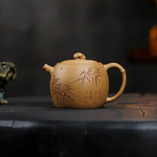 full-handmade-yixing-zisha-teapot-taihu-zhu-yun-huangjin-duan-ni-220ml-yiqin-tea-house-yiqinteahouse-com-2 - YIQIN TEA HOUSE 一沁茶舍 yiqinteahouse.com