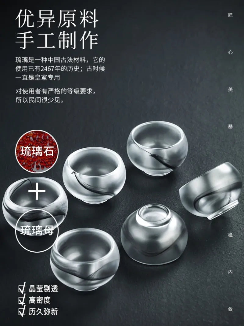 Ink Paint Glass Zen Tea Cup/Fair Cup/Gaiwan/Tea Strainer/Full Set - YIQIN TEA HOUSE | yiqinteahouse.com | fair cup, gaiwan, tea cup, teaware, teaware set