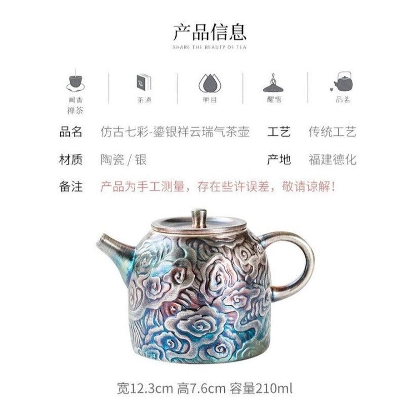 Colorful Antique Gilt Silver Ceramic Teapot 210ml - YIQIN TEA HOUSE | yiqinteahouse.com | ceramic teapot, teapot, teaware