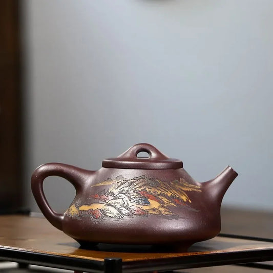 full-handmade-yixing-zisha-shanshui-color-painted-teapot-ziye-shi-piao-lao-zi-ni-300ml-yiqin-tea-house-yiqinteahouse-com-2 - YIQIN TEA HOUSE 一沁茶舍 yiqinteahouse.com
