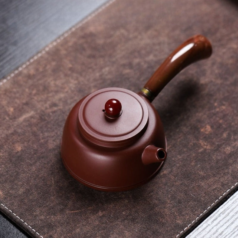 宜兴紫砂茶壶【唐羽钟韵】（紫朱泥/大红袍 - 155ml）