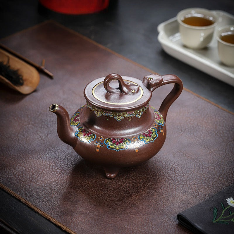 Tetera Yixing Zisha hecha a mano [Sanzu Fan Hua] (Jinsha Zi Ni - 350ml)