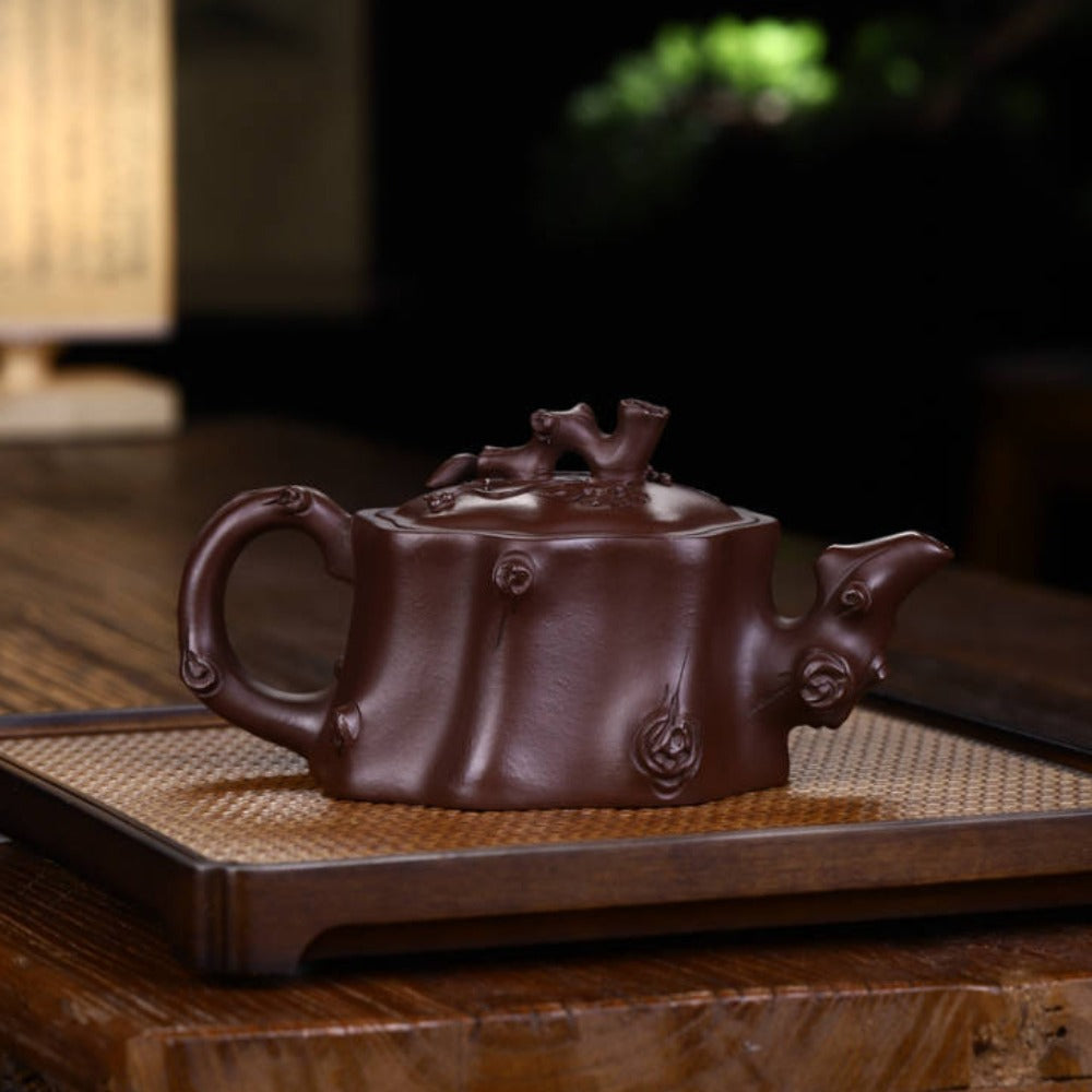 Full Handmade Yixing Zisha Teapot [Plum Tree Trunk Pot] (Lao Zi Ni - 350ml)