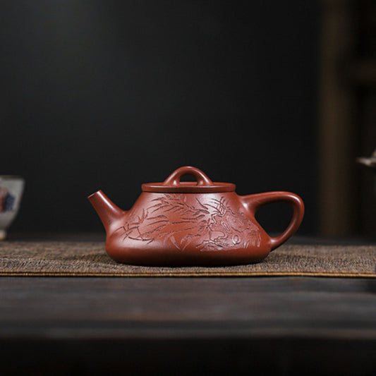 Full Handmade Yixing Zisha Teapot [Bamboo Happiness] (Hong Pi Long - 240ml) - YIQIN TEA HOUSE | yiqinteahouse.com | 200-300ml, full handmade zisha teapot, teapot, teaware