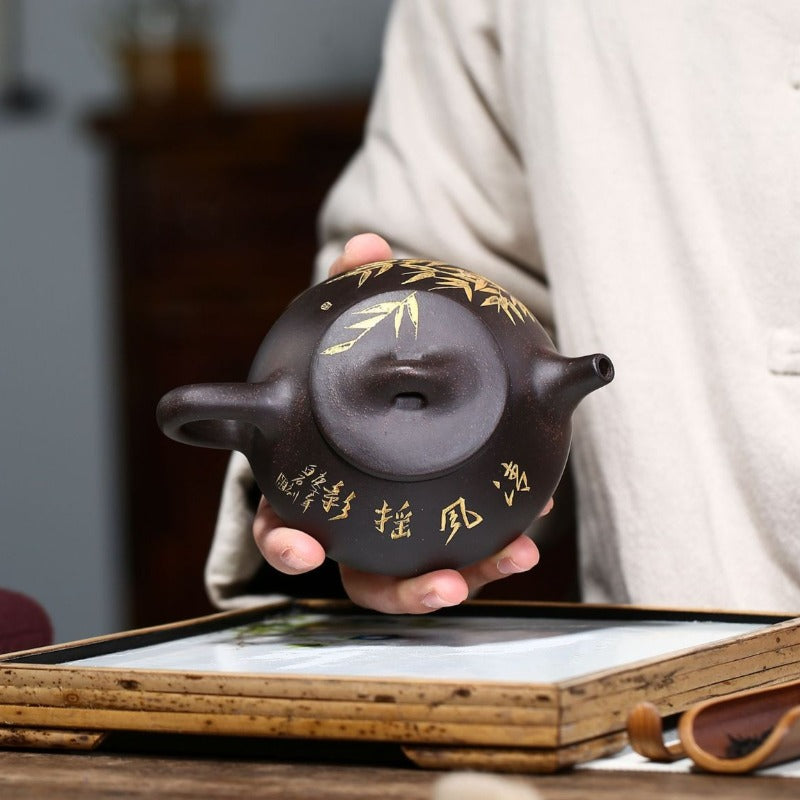 Théière Yixing Zisha [Bambou Shi Piao] (Hei Jin Sha - 240 ml)