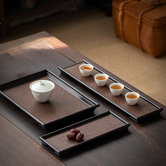 Sandalwood Bamboo Rattan Tea Tray - YIQIN TEA HOUSE | yiqinteahouse.com | tea tray, teaware