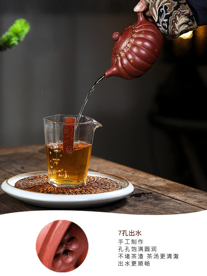 Full Handmade Yixing Zisha Teapot [Jin Wen Ruyi] (Long Xue Sha - 180ml)