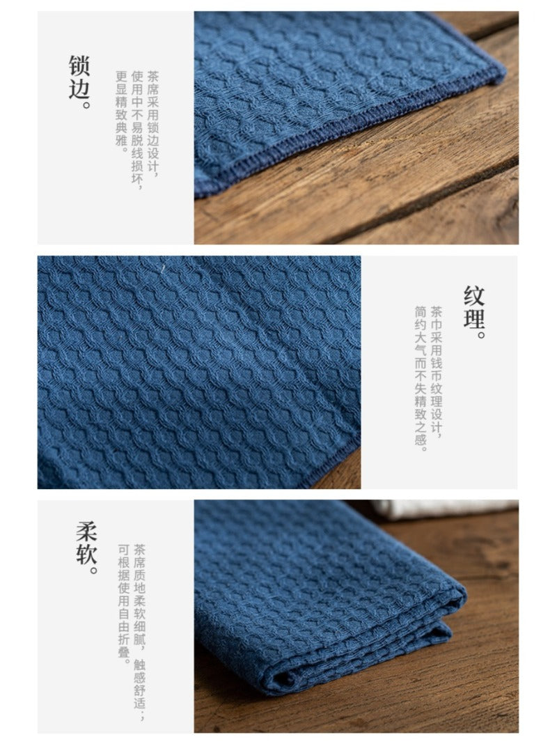 Chinese Style Zen Tea Towel [Sen Series] Wave Pattern - YIQIN TEA HOUSE | yiqinteahouse.com | tea accessories, tea towel, teaware