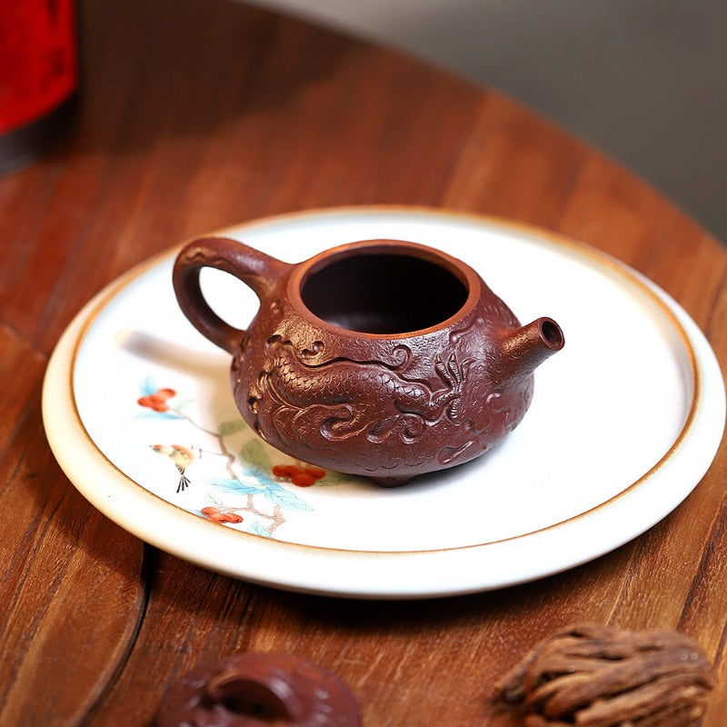 Yixing Zisha Teapot [Dragon Gong Chun Shi Piao] (Zi Ni Firewood Firing - 150ml)