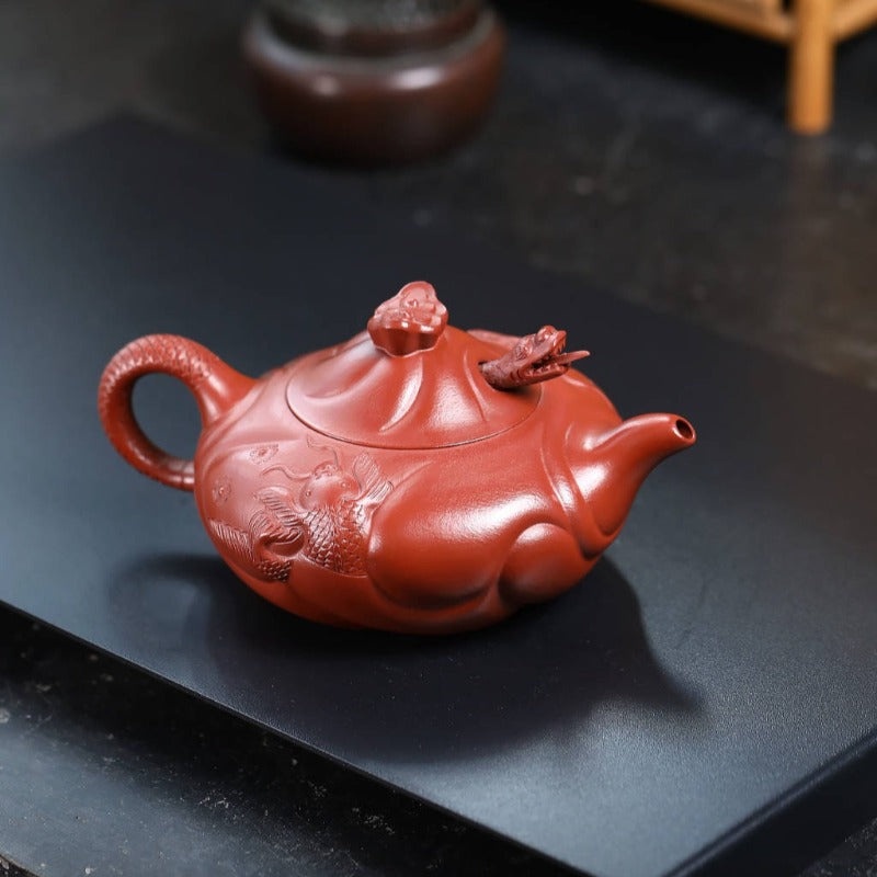 Full Handmade Yixing Zisha Teapot [Carp Dragon Pot] (Zhu Ni - 220/350ml)