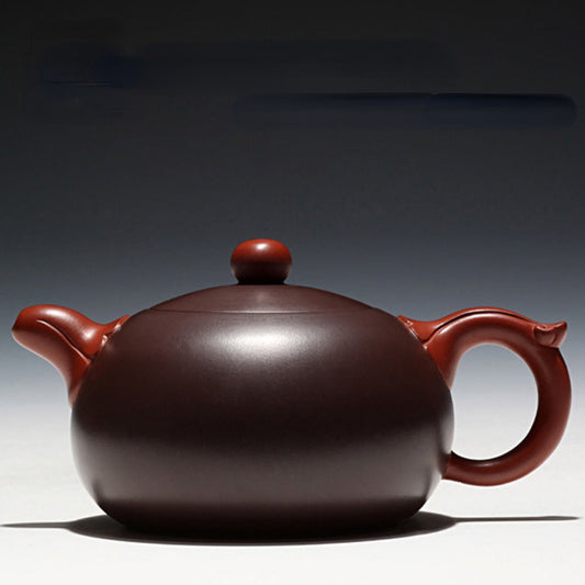 Full Handmade Yixing Zisha Teapot [Bi-color Yuri Pot] (Zi NI/Hong Ni - 200ml)