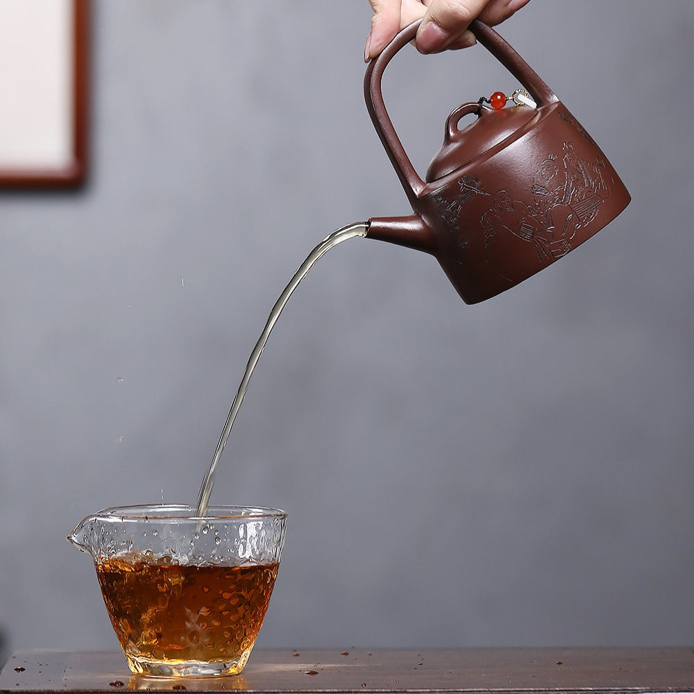 宜兴紫砂茶壶 [曼生提梁] (紫泥 - 270ml)