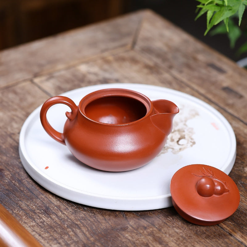 Yixing Zisha Teapot [Peach Leaves Gourd] (Zhao Zhuang Zhu Ni - 260ml)