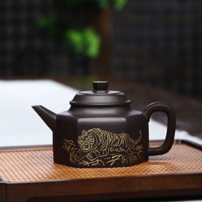 Tetera de Zisha de Yixing completamente hecha a mano [Jianliu De Zhong] (Shi Huang - 300ml)