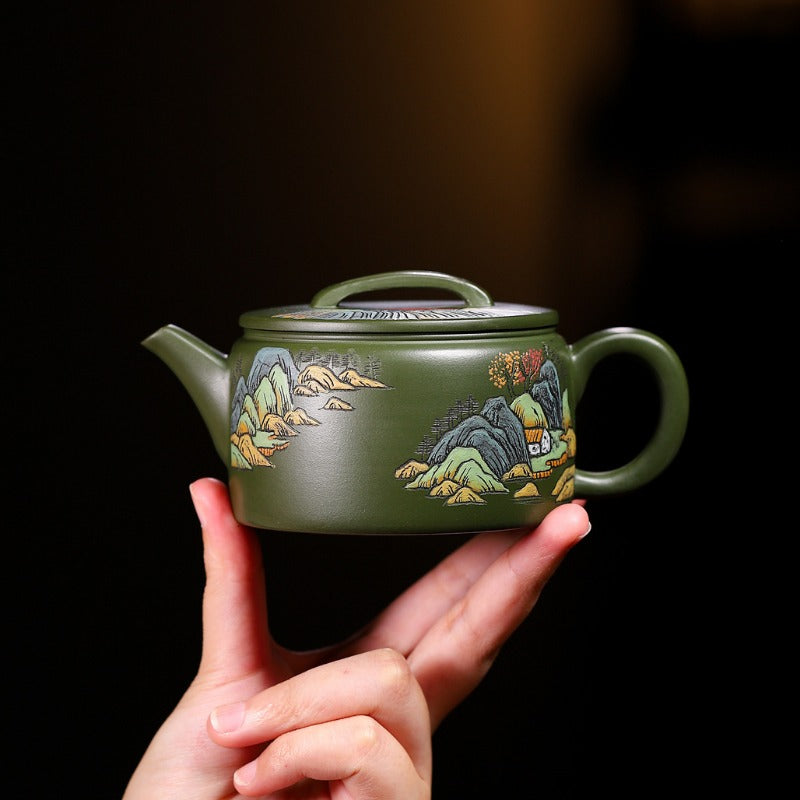 Yixing Zisha Teapot [Shanshui Hanwa 山水汉瓦] (Lu Ni - 250ml)