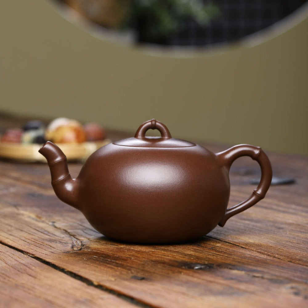 Théière Yixing Zisha entièrement faite à la main [Pot Yuan Zhu] (Zi Ni - 360 ml)