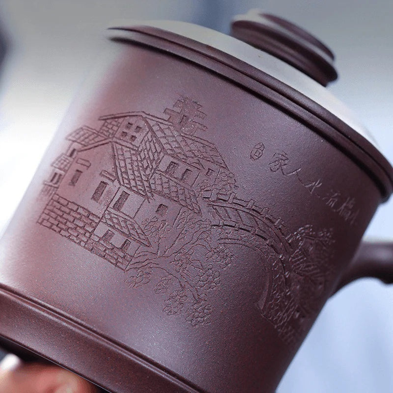 Yixing Zisha Tasse à thé avec filtre [Shanshui] (Zi Ni - 355 ml)