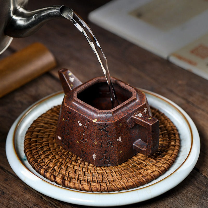 Full Handmade Yixing Zisha Teapot [Bafang Jin Zhong] (Firewood Fired Duan Ni - 200ml)