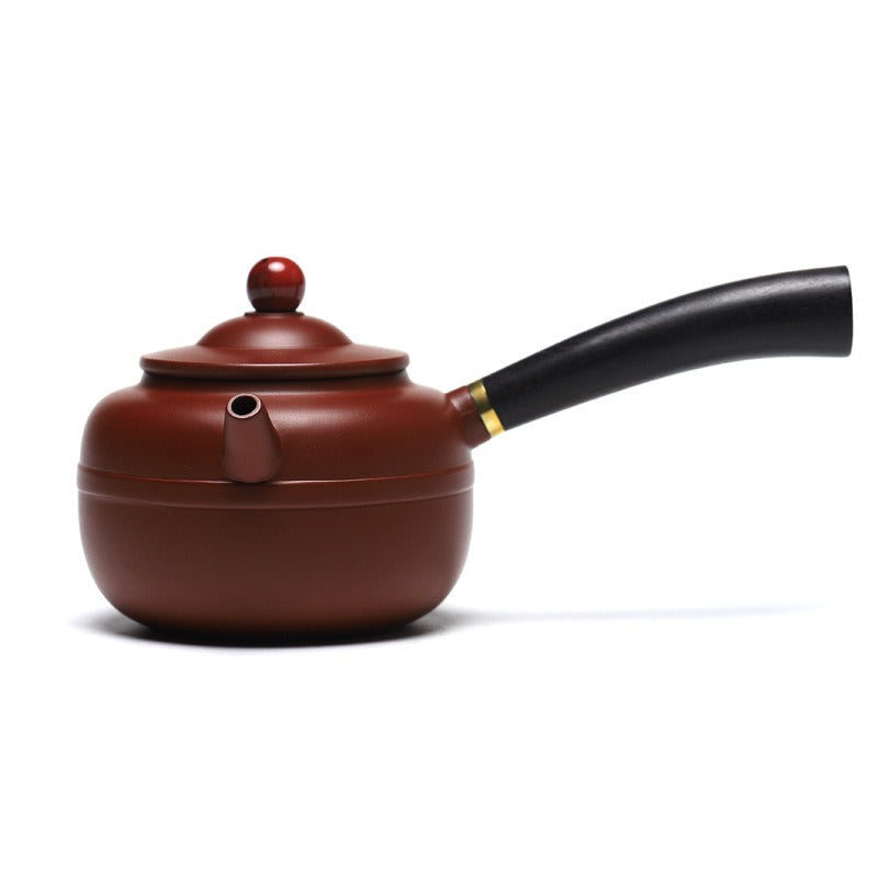 宜兴紫砂茶壶【唐羽鼓】（紫朱泥/大红袍 - 240ml）