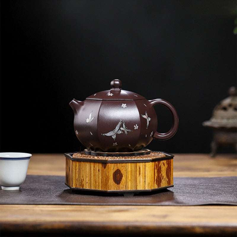 Full Handmade Yixing Zisha Teapot [Butterfly Xishi] (Zi Jia Ni - 460ml) - YIQIN TEA HOUSE | yiqinteahouse.com | >300ml, full handmade zisha teapot, teapot, teaware