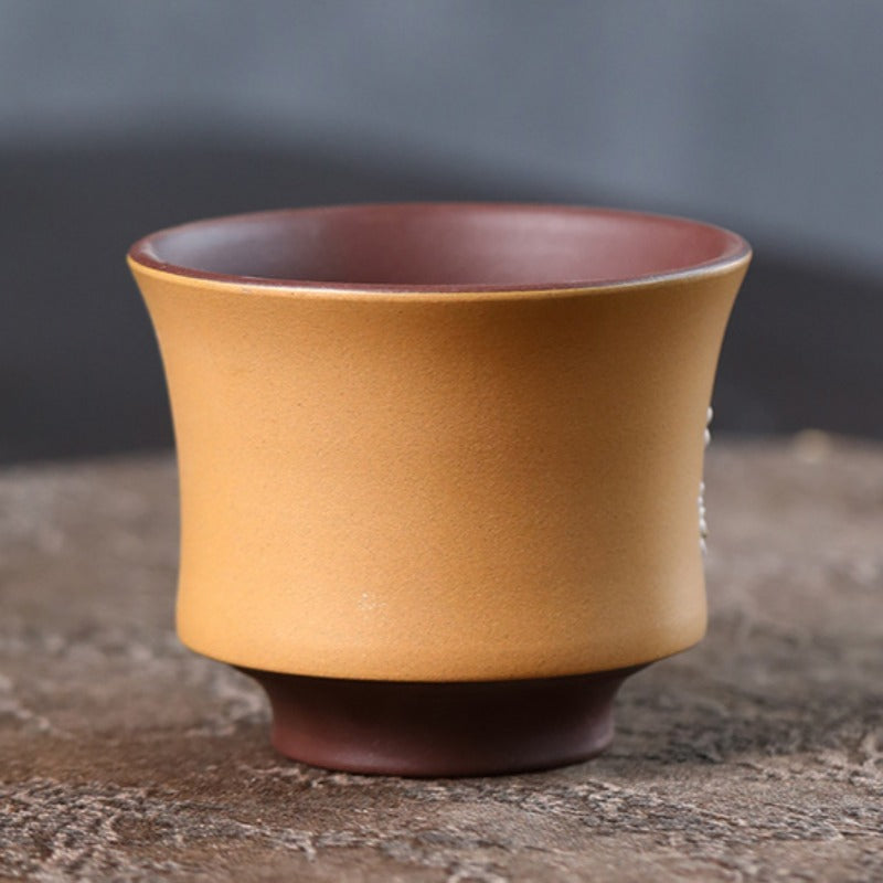 宜兴紫砂 手工堆绘 主人杯 [双色梅花] 180ml