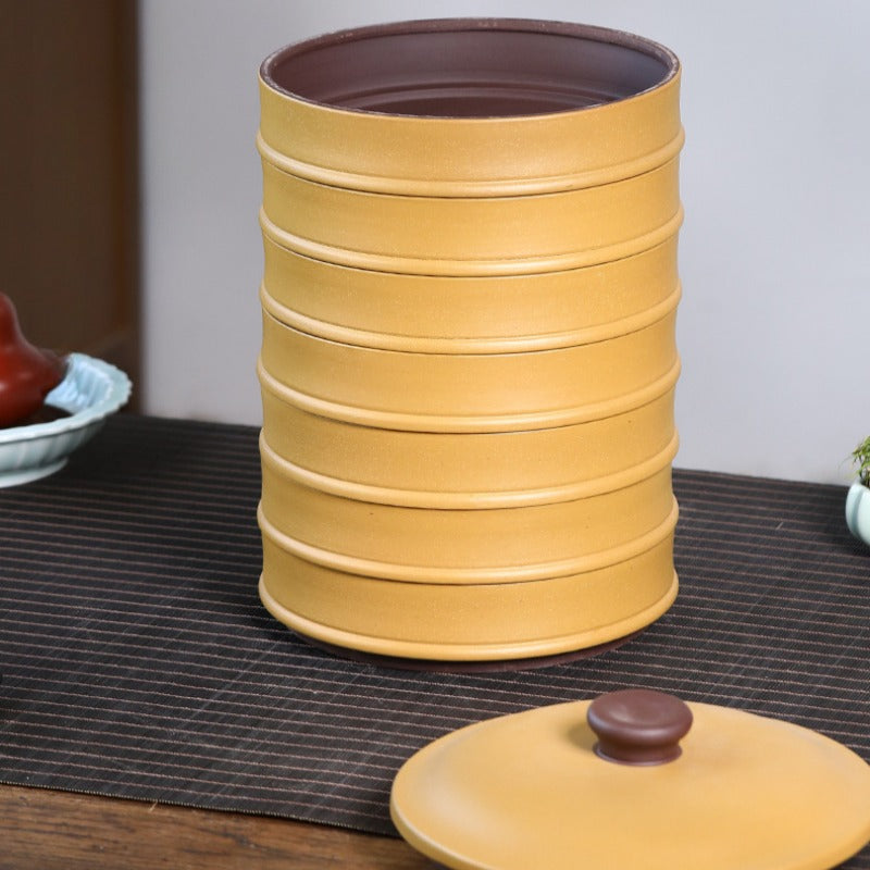 宜兴紫砂 茶饼罐 茶叶罐 存茶罐 [简约] 层叠款