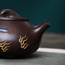 Load image into Gallery viewer, Full Handmade Yixing Zisha Teapot [Dragon Jingzhou Shi Piao Pot 堆龙景舟石瓢壶] (Lao Zi Ni - 300ml)

