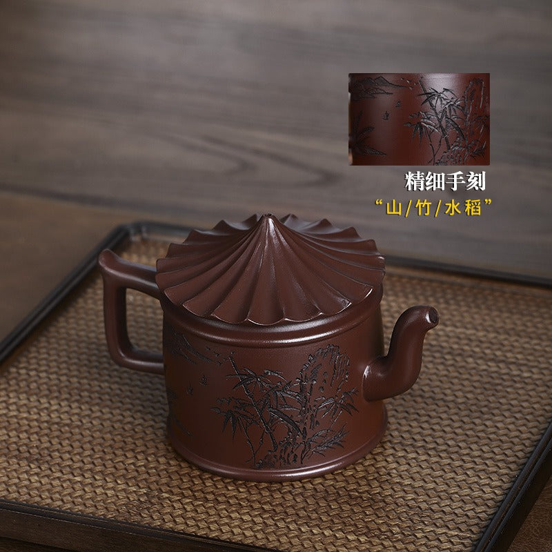 Full Handmade Yixing Zisha Teapot [World Granary 天下粮仓] (Zi Jia Ni - 280ml)