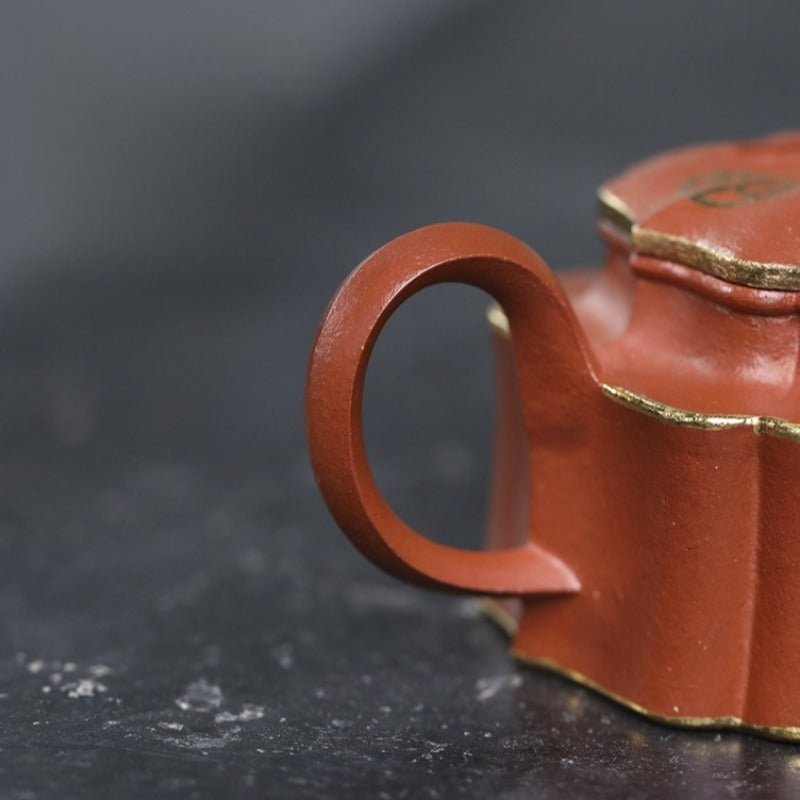 Théière Yixing Zisha entièrement faite à la main [Jin Ling Fu Wen] (Zhu Sha Zhu Ni - 150 ml)