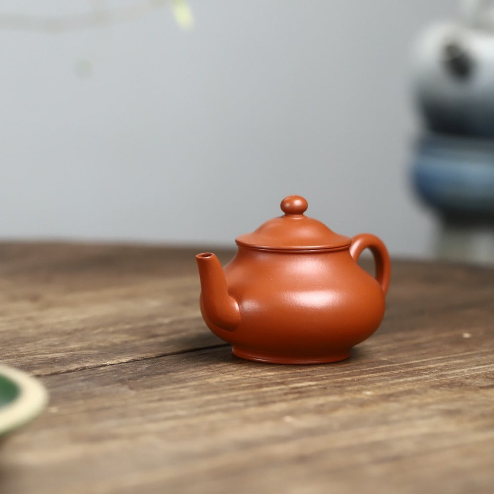 Théière Yixing Zisha entièrement faite à la main [Chapeau de paille] (Xiao Meiyao Zhu Ni - 120ml)