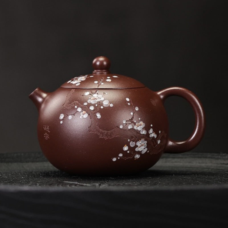 Full Handmade Yixing Zisha Teapot [Plum Xishi Pot] (Zi Ni - 170ml)