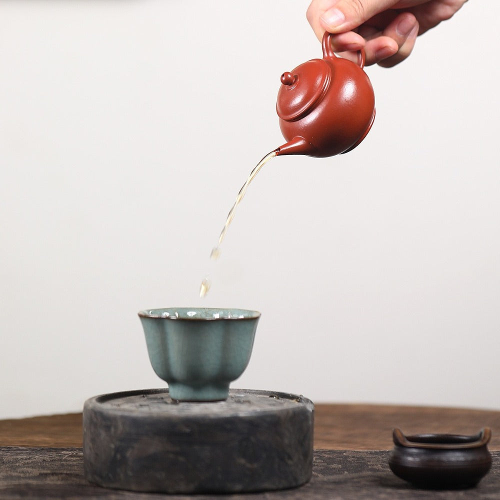 Yixing Zisha Teapot [Mini Shui Ping] (Wrinkled Skin Zhu Ni - 95ml)