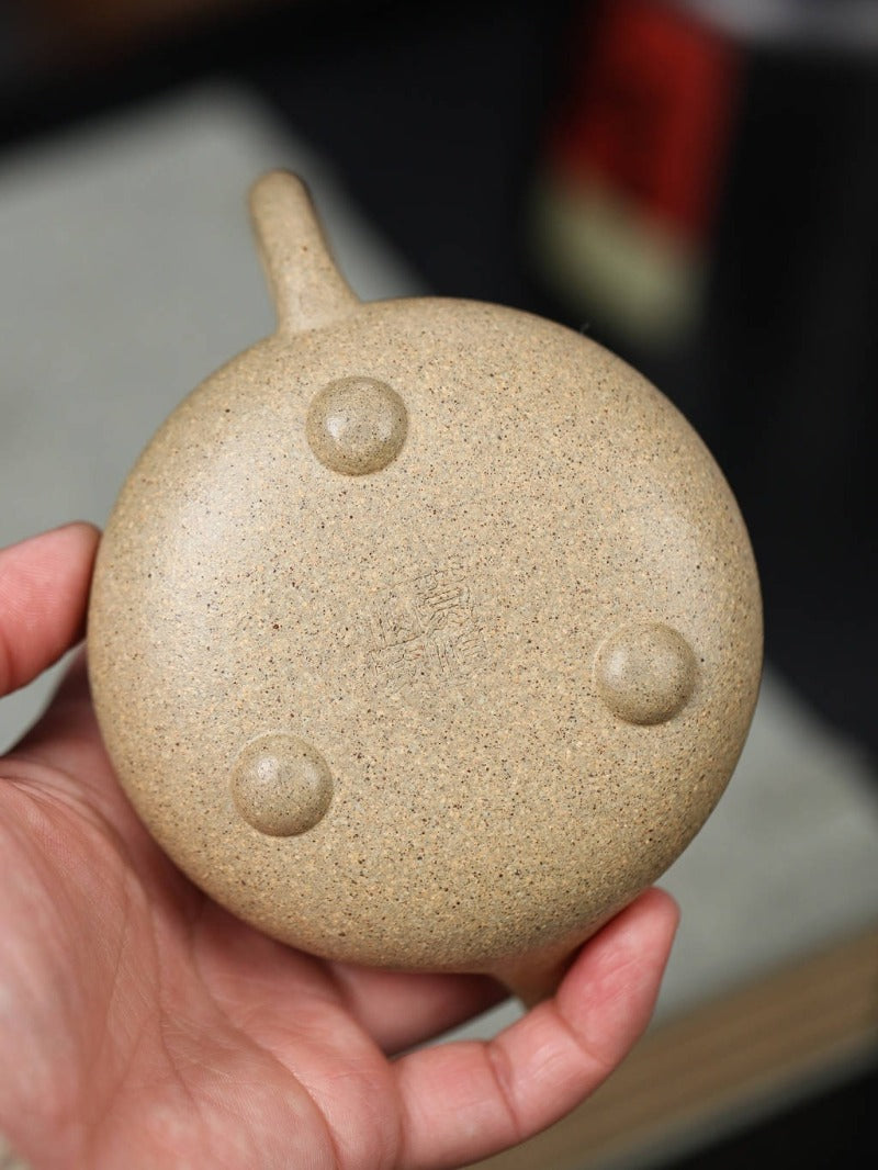 Théière Yixing Zisha entièrement faite à la main [Pot Jingzhou Shi Piao] (Zhima Duan Ni - 200 ml)