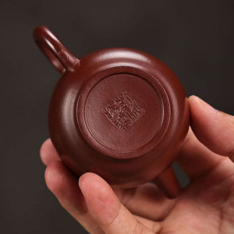 Vollständig handgefertigte Yixing-Zisha-Teekanne [Mini Julun Pot] (Zi Zhu Ni - 130 ml)