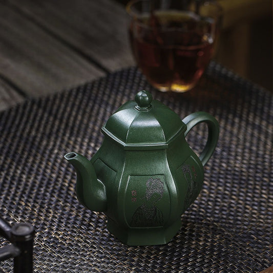 Full Handmade Yixing Zisha Teapot [Yitai Wan Qian] (Feicui Lu Ni - 300ml)