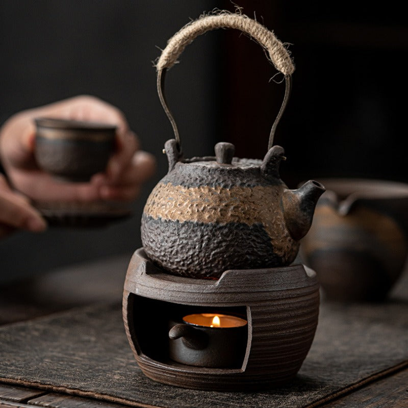 Retro Gilded Coarse Ceramic Candle Burner Tea Warmer [Drum]