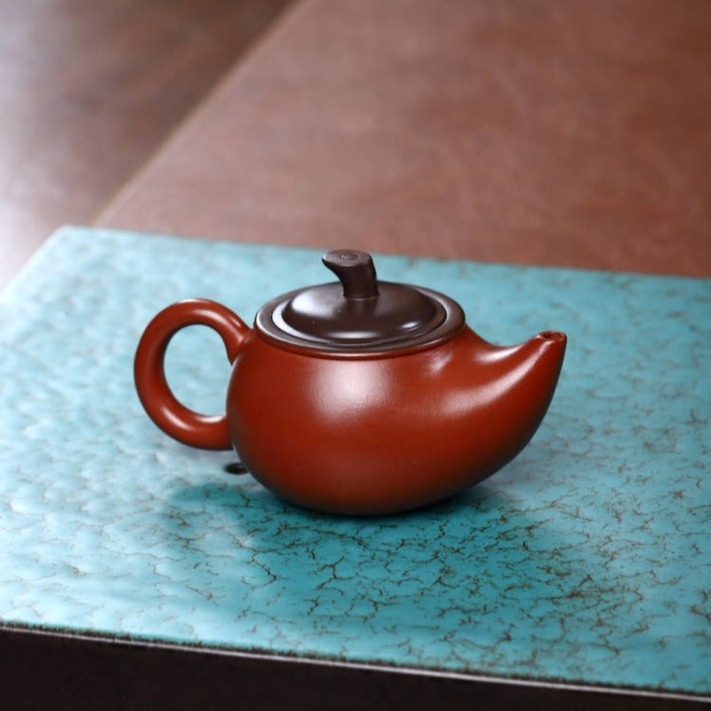 Vollständig handgefertigte Yixing Zisha Teekanne [Zweifarbige Röhrenkanne] (Hong Ni / Zi Ni - 170ml)
